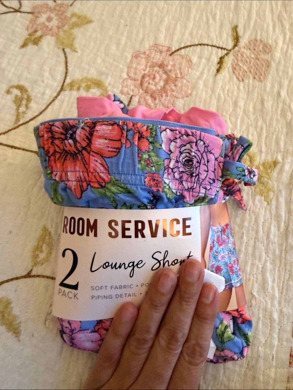 Room Service Women's Pink & Blue Floral Lounge Shorts - 2-Pack